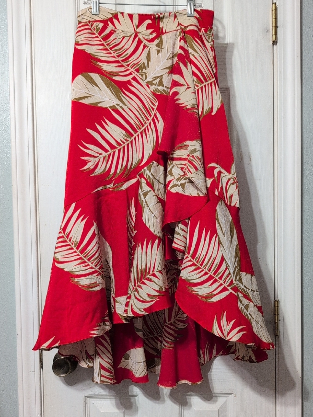 Lucy Paris Red Tropical High-Low Ruffle Skirt